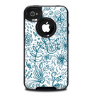 The Subtle Blue Sketched Lace Pattern V21 Skin for the iPhone 4-4s OtterBox Commuter Case
