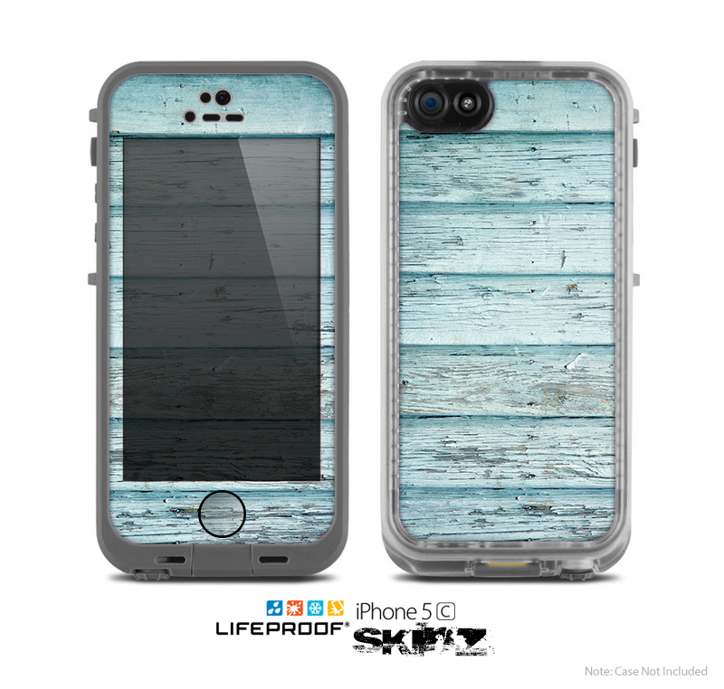 The Subtle Blue Vertical Aged Wood Skin for the Apple iPhone 5c LifeProof Case