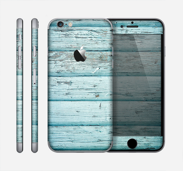 The Subtle Blue Vertical Aged Wood Skin for the Apple iPhone 6