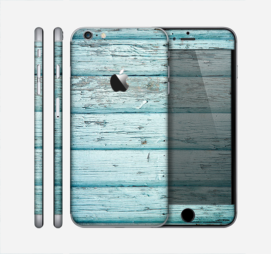 The Subtle Blue Vertical Aged Wood Skin for the Apple iPhone 6 Plus