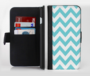 The Subtle Blue & White Chevron Pattern Ink-Fuzed Leather Folding Wallet Credit-Card Case for the Apple iPhone 6/6s, 6/6s Plus, 5/5s and 5c