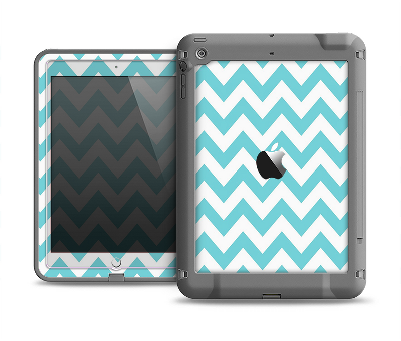 The Subtle Blue & White Chevron Pattern Apple iPad Air LifeProof Fre Case Skin Set