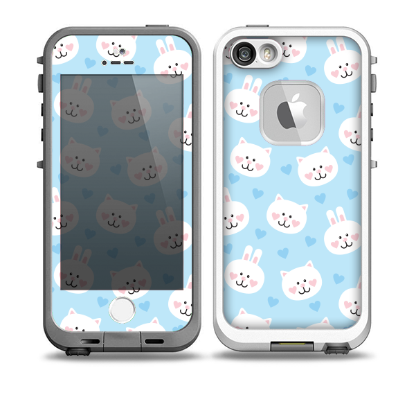 The Subtle Blue & White Faced Cats Skin for the iPhone 5-5s fre LifeProof Case