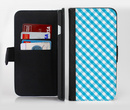The Subtle Blue & White Plaid Ink-Fuzed Leather Folding Wallet Credit-Card Case for the Apple iPhone 6/6s, 6/6s Plus, 5/5s and 5c
