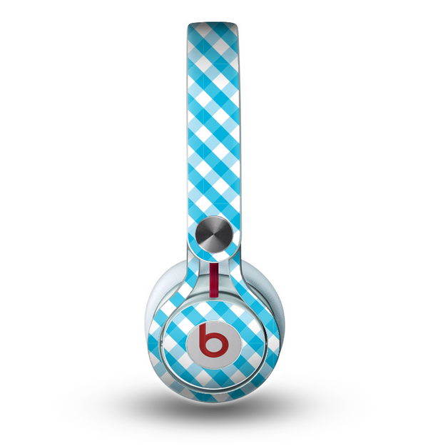 The Subtle Blue & White Plaid Skin for the Beats by Dre Mixr Headphones
