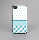 The Subtle Blue & White Plaid with Polka Dots Skin-Sert for the Apple iPhone 4-4s Skin-Sert Case