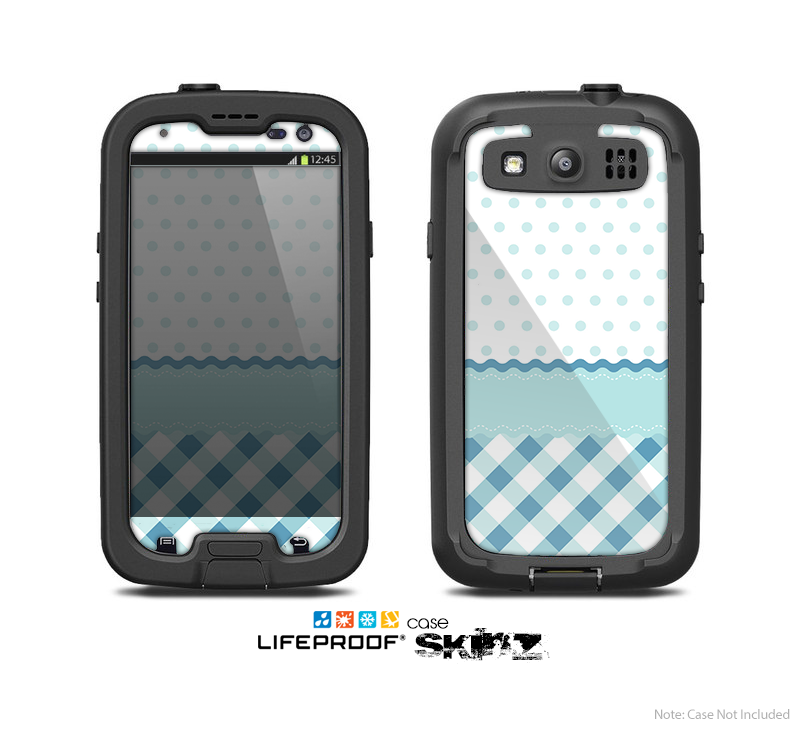 The Subtle Blue & White Plaid with Polka Dots Skin For The Samsung Galaxy S3 LifeProof Case