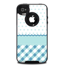 The Subtle Blue & White Plaid with Polka Dots Skin for the iPhone 4-4s OtterBox Commuter Case