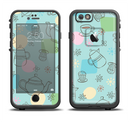The Subtle Blue With Coffee Icon Sketches Apple iPhone 6/6s LifeProof Fre Case Skin Set