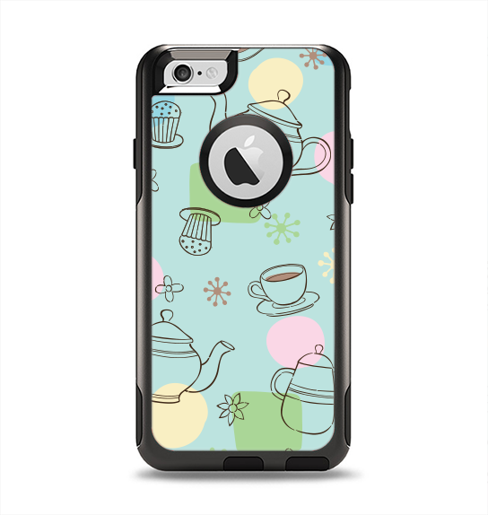 The Subtle Blue With Coffee Icon Sketches Apple iPhone 6 Otterbox Commuter Case Skin Set