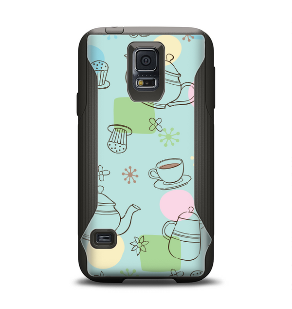 The Subtle Blue With Coffee Icon Sketches Samsung Galaxy S5 Otterbox Commuter Case Skin Set
