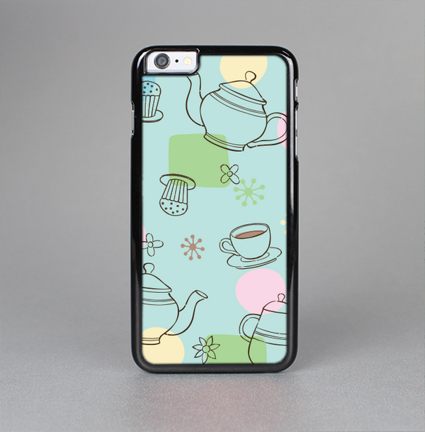 The Subtle Blue With Coffee Icon Sketches Skin-Sert for the Apple iPhone 6 Plus Skin-Sert Case