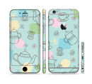 The Subtle Blue With Coffee Icon Sketches Sectioned Skin Series for the Apple iPhone 6s Plus