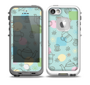 The Subtle Blue With Coffee Icon Sketches Skin for the iPhone 5-5s fre LifeProof Case