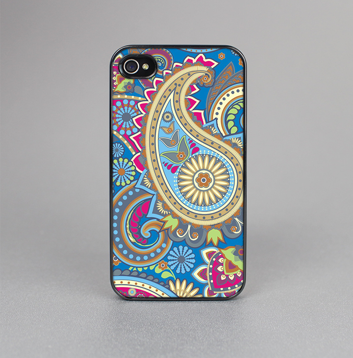 The Subtle Blue & Yellow Paisley Pattern Skin-Sert for the Apple iPhone 4-4s Skin-Sert Case