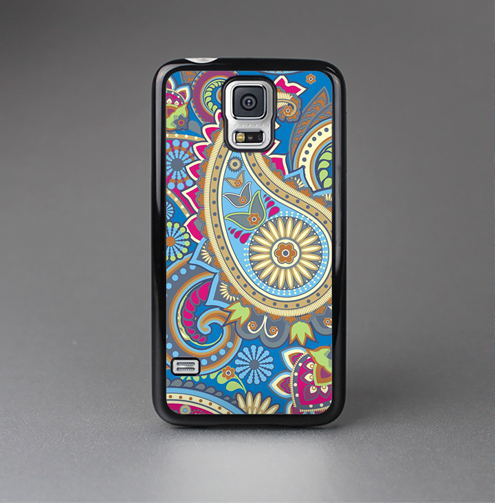 The Subtle Blue & Yellow Paisley Pattern Skin-Sert Case for the Samsung Galaxy S5