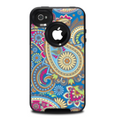 The Subtle Blue & Yellow Paisley Pattern Skin for the iPhone 4-4s OtterBox Commuter Case