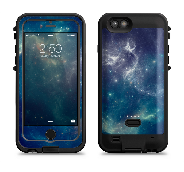 The Subtle Blue and Green Nebula Apple iPhone 6/6s LifeProof Fre POWER Case Skin Set
