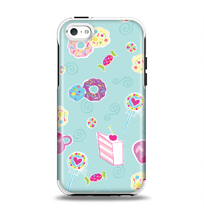 The Subtle Blue with Pink Treats Apple iPhone 5c Otterbox Symmetry Case Skin Set