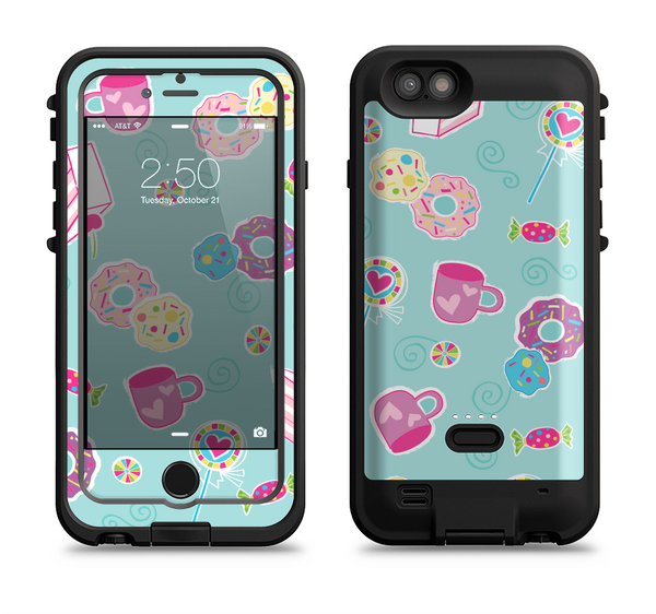 The Subtle Blue with Pink Treats Apple iPhone 6/6s LifeProof Fre POWER Case Skin Set