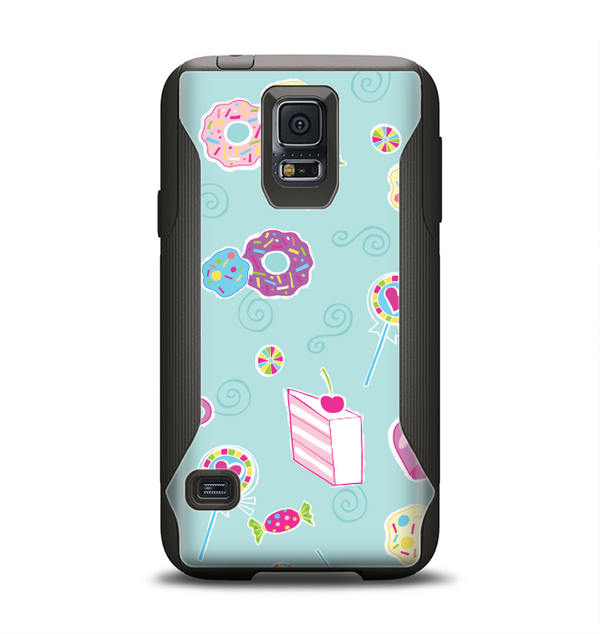 The Subtle Blue with Pink Treats Samsung Galaxy S5 Otterbox Commuter Case Skin Set