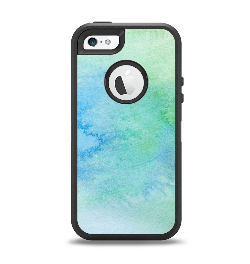 The Subtle Green & Blue Watercolor Apple iPhone 5-5s Otterbox Defender ...