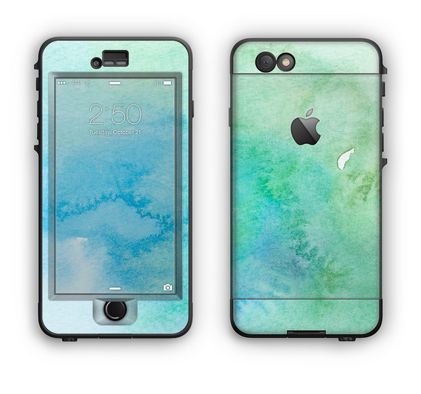 The Subtle Green & Blue Watercolor Apple iPhone 6 LifeProof Nuud Case Skin Set