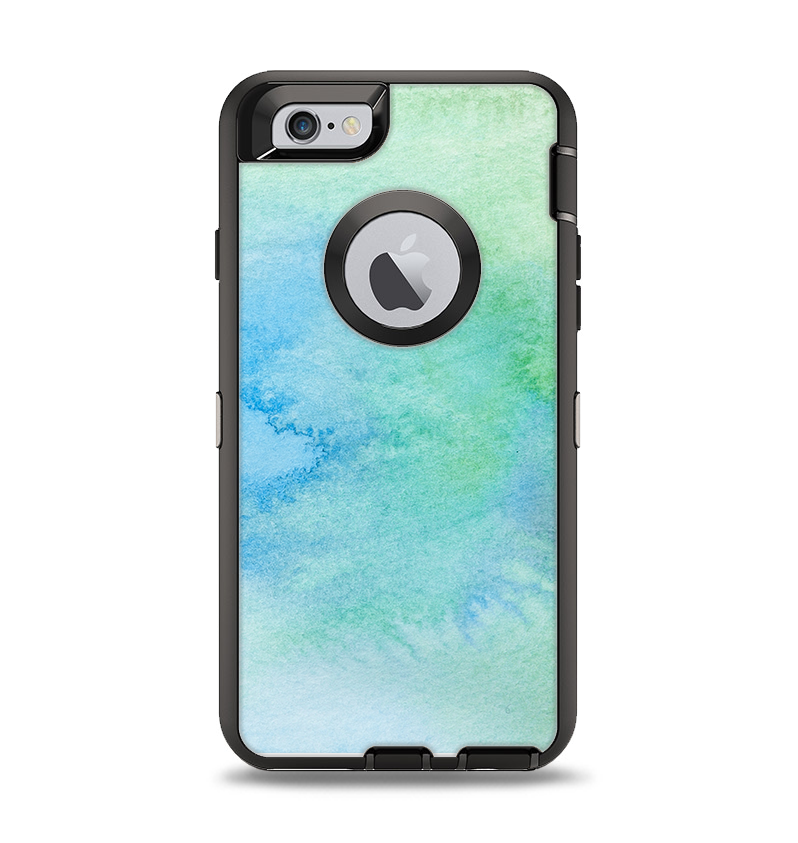 The Subtle Green & Blue Watercolor Apple iPhone 6 Otterbox Defender Case Skin Set