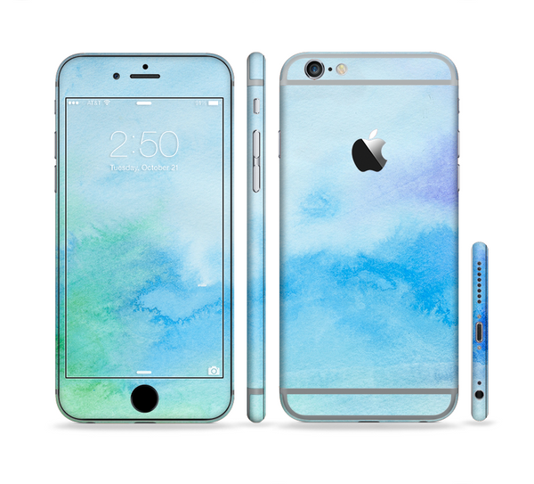 The Subtle Green & Blue Watercolor V2 Sectioned Skin Series for the Apple iPhone 6 Plus