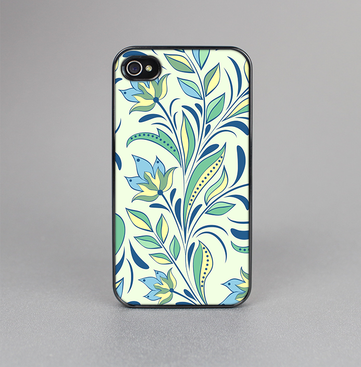 The Subtle Green Floral Vector Pattern Skin-Sert for the Apple iPhone 4-4s Skin-Sert Case