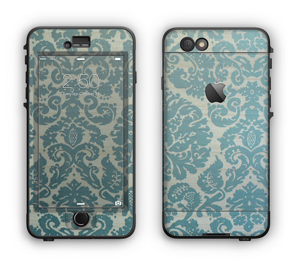 The Subtle Green Lace Pattern Apple iPhone 6 LifeProof Nuud Case Skin Set