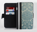 The Subtle Green Lace Pattern Ink-Fuzed Leather Folding Wallet Credit-Card Case for the Apple iPhone 6/6s, 6/6s Plus, 5/5s and 5c