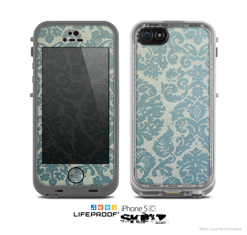 The Subtle Green Lace Pattern Skin for the Apple iPhone 5c LifeProof Case