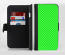 The Subtle Green Paw Prints Ink-Fuzed Leather Folding Wallet Credit-Card Case for the Apple iPhone 6/6s, 6/6s Plus, 5/5s and 5c