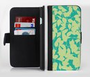 The Subtle Green Seamless Leaves Ink-Fuzed Leather Folding Wallet Credit-Card Case for the Apple iPhone 6/6s, 6/6s Plus, 5/5s and 5c