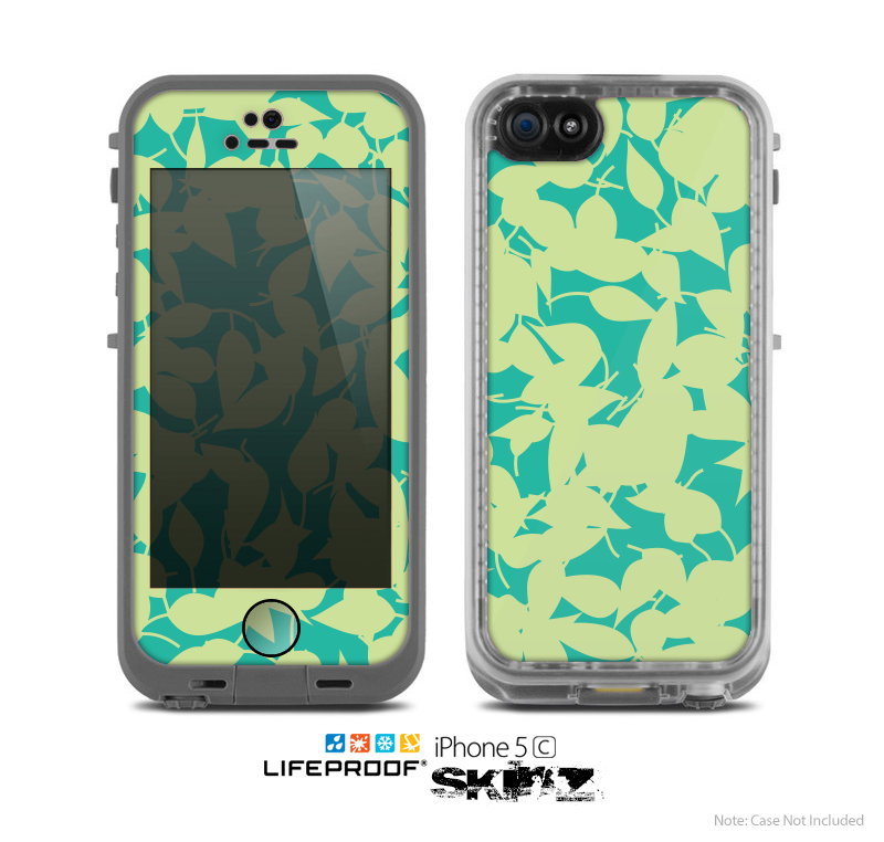 The Subtle Green Seamless Leaves Skin for the Apple iPhone 5c LifeProof Case