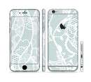 The Subtle Green and White Lace Design Sectioned Skin Series for the Apple iPhone 6s Plus