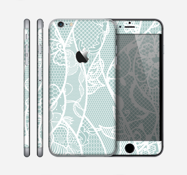The Subtle Green and White Lace Design Skin for the Apple iPhone 6 Plus