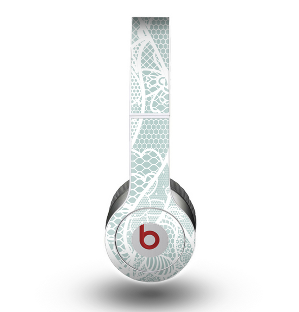 The Subtle Green and White Lace Design Skin for the Beats by Dre Original Solo-Solo HD Headphones