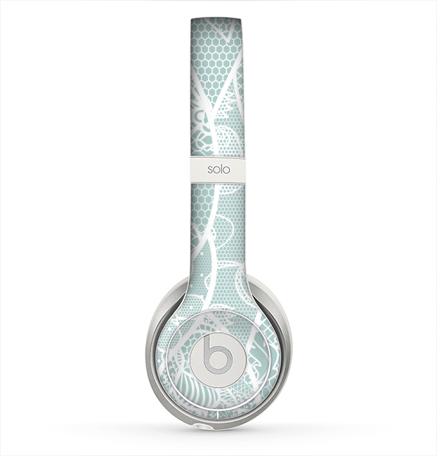 The Subtle Green and White Lace Design Skin for the Beats by Dre Solo 2 Headphones