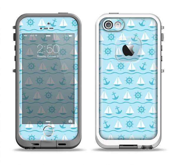 The Subtle Nautical Sailing Pattern Apple iPhone 5-5s LifeProof Fre Case Skin Set