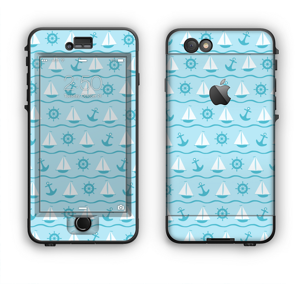 The Subtle Nautical Sailing Pattern Apple iPhone 6 LifeProof Nuud Case Skin Set