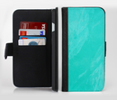 The Subtle Neon Turquoise Surface Ink-Fuzed Leather Folding Wallet Credit-Card Case for the Apple iPhone 6/6s, 6/6s Plus, 5/5s and 5c