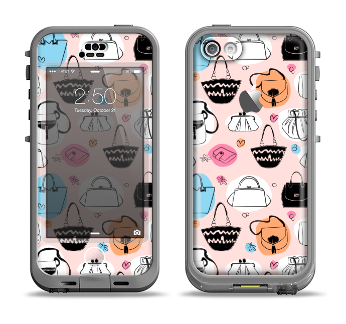 The Subtle Pink And Purses Apple iPhone 5c LifeProof Nuud Case Skin Set