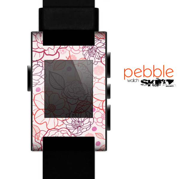 The Subtle Pink Floral Illustration Skin for the Pebble SmartWatch