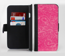 The Subtle Pink Floral Laced Ink-Fuzed Leather Folding Wallet Credit-Card Case for the Apple iPhone 6/6s, 6/6s Plus, 5/5s and 5c