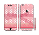 The Subtle Pink Polka Dot with Ribbon Sectioned Skin Series for the Apple iPhone 6s Plus