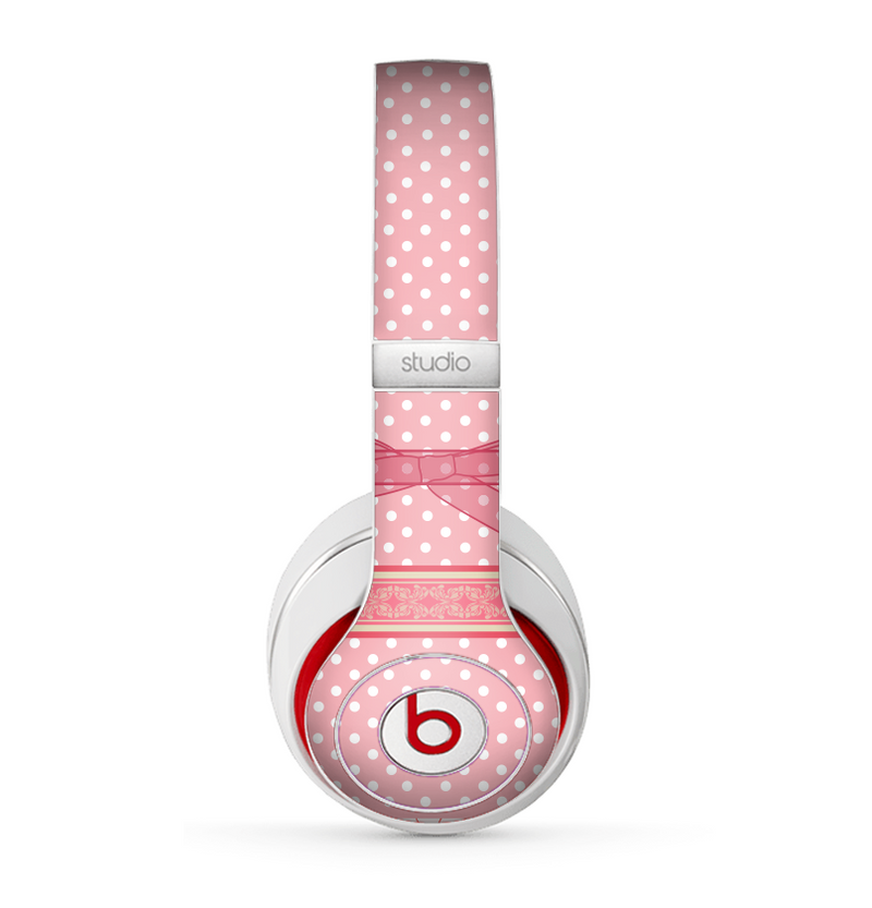 The Subtle Pink Polka Dot with Ribbon Skin for the Beats by Dre Studio (2013+ Version) Headphones