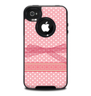 The Subtle Pink Polka Dot with Ribbon Skin for the iPhone 4-4s OtterBox Commuter Case