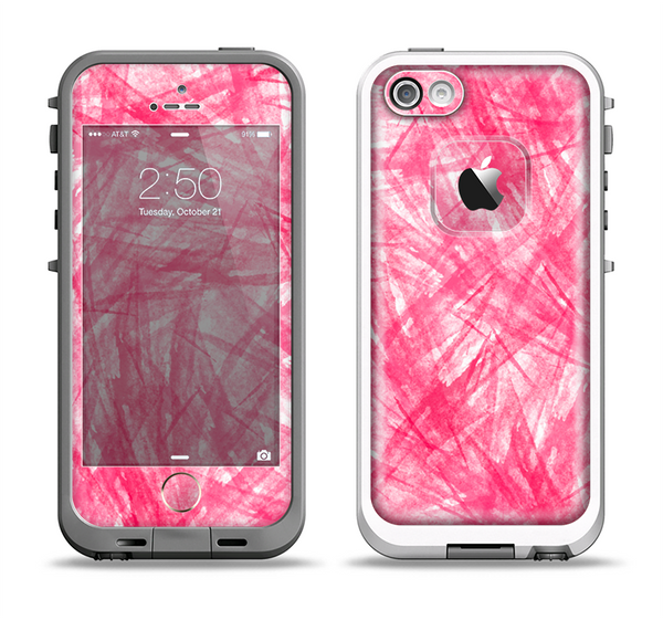 The Subtle Pink Watercolor Strokes Apple iPhone 5-5s LifeProof Fre Case Skin Set